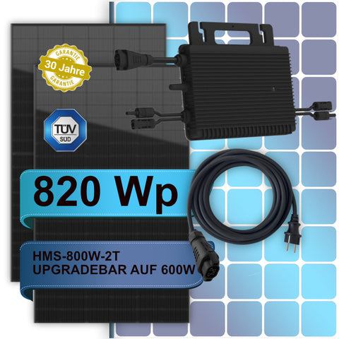 Balkonkraftwerk 820W/800W + bifazial & Hoymiles HMS-800W-2T, 5m Schuko-Kabel