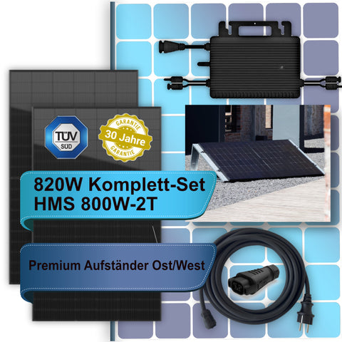 1000W Kit Solar Fotovoltaico Autónomos - Hoymiles HMS-800W-2T WiFi  Monofásico Microinversor + 2 Panel Solar de 500 W + enchufe Schuko + 1  Cable de AC de 10m - EPP Solar ES